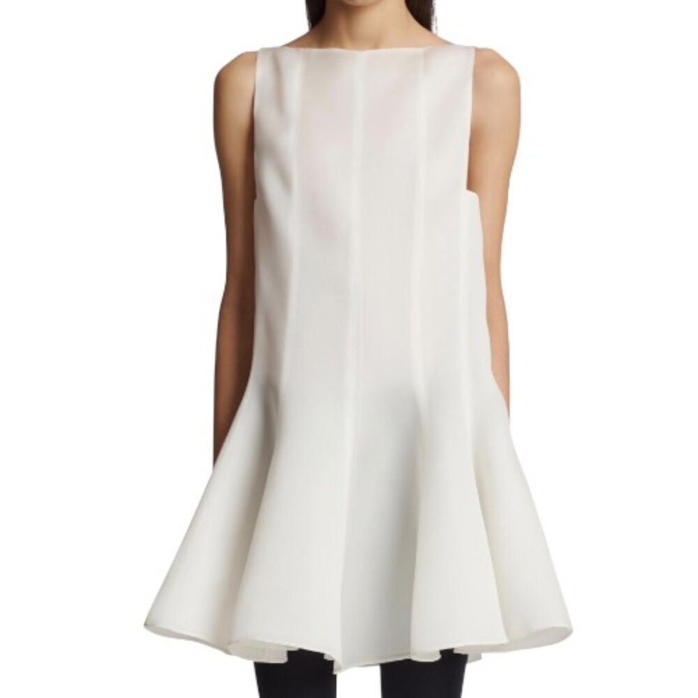 KHAITE Mags Silk Gazar Mini Dress in Chalk White - Size 8 - NWT - Picture 10 of 10